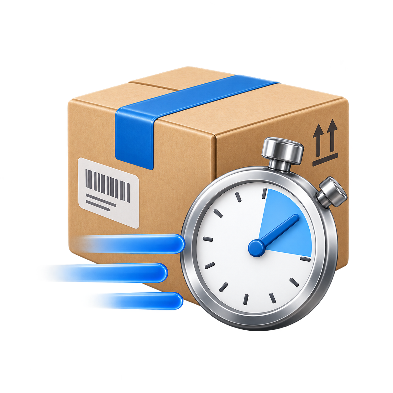 Cardboard box with a stopwatch